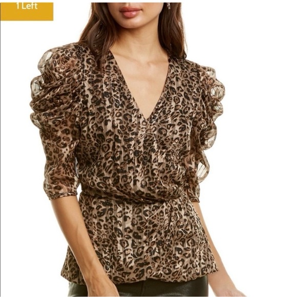 Authentic NWT Walter Baker Liora Peplum Top in jaguar animal print medium - Picture 1 of 9
